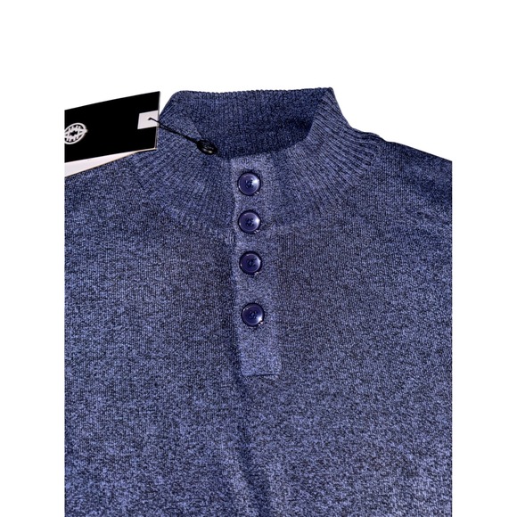 Akademiks Mens Heather Blue Mock Neck Button Placket Sweater XXL NEW - Picture 3 of 7